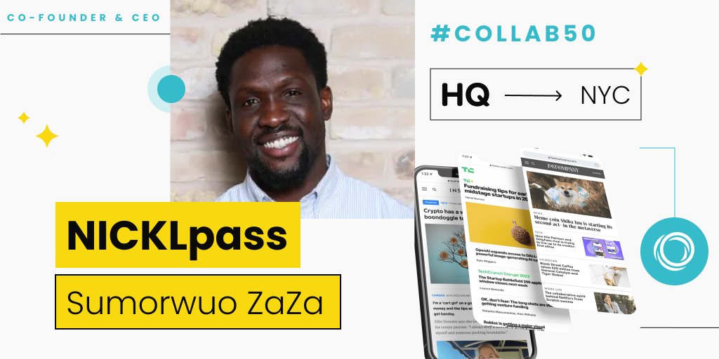 COLLAB (@collab_capital) on Twitter photo Meet the #Collab50 ✨
<a href="/SKZaza/">Sumorwuo Zaza</a>, Co-Founder - <a href="/NICKLco/">NICKLpass - Get access to news & information</a> 🗞️
NICKLpass simplifies keeping up with industry news cycles. With just one login, teams can securely connect to multiple platforms and always have the latest information without paywalls.
#CollabWithUs 🤝🏿
#ThatsGenius 💡 Meet the #Collab50 ✨
<a href="/SKZaza/">Sumorwuo Zaza</a>, Co-Founder - <a href="/NICKLco/">NICKLpass - Get access to news & information</a> 🗞️
NICKLpass simplifies keeping up with industry news cycles. With just one login, teams can securely connect to multiple platforms and always have the latest information without paywalls.
#CollabWithUs 🤝🏿
#ThatsGenius 💡