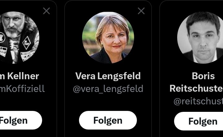 DerWakkie's tweet photo. Als ich Anabel Sch. in Twitter besuchte, wurde mir das da unten als ähnlich empfohlen.
#VeraLengsfeld zwischen #TimKellner und #BorisReitschuster
Damit ihr es es auch wisst. https://t.co/cfmwUdUBot