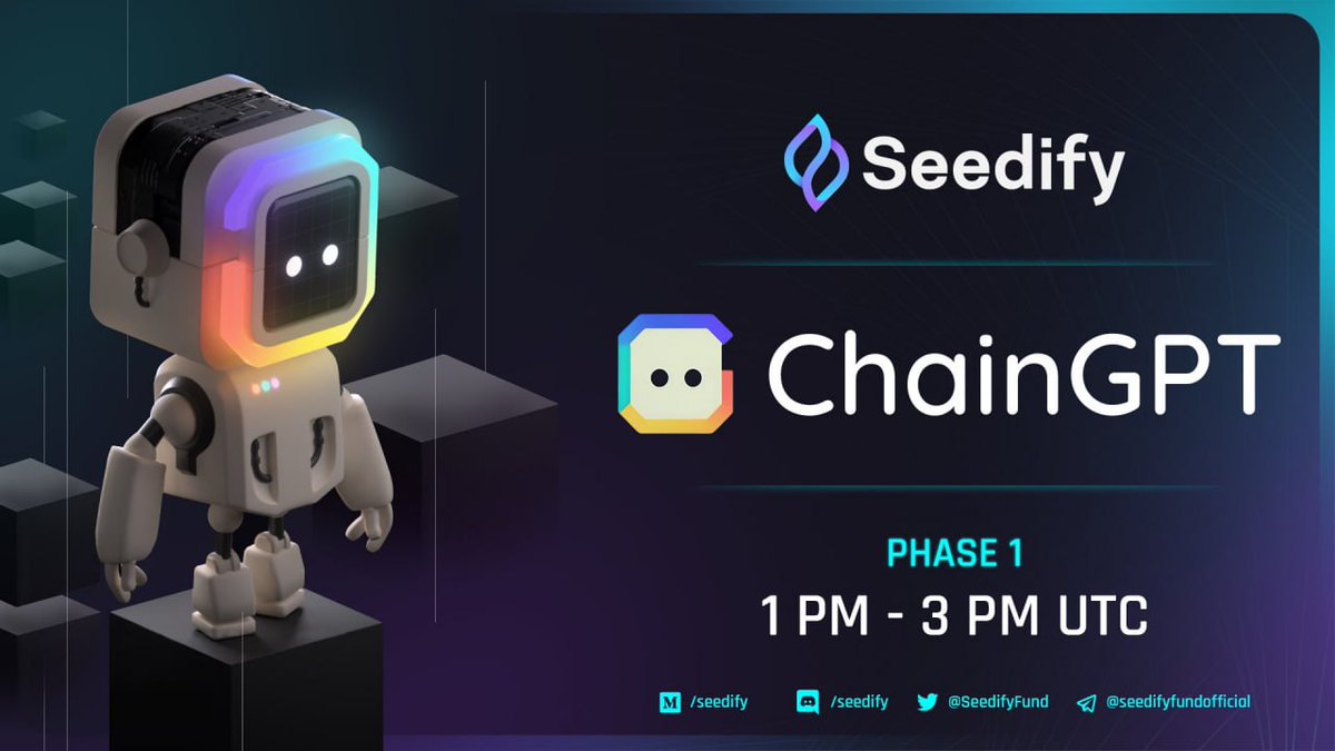 GemsFortress's tweet photo. It's official IDO time for @Chain_GPT 

IDO phase 1 now on going @SeedifyFund 

$CGPT is advanced #AI model explicitly designed for Blockchain Technology and Crypto-related topics.  

⌛️Phase 1 - 1 pm to 3 pm UTC  
⌛️Phase 2 (FCFS) - 5 pm UTC https://t.co/SYcvmEM0Mb
