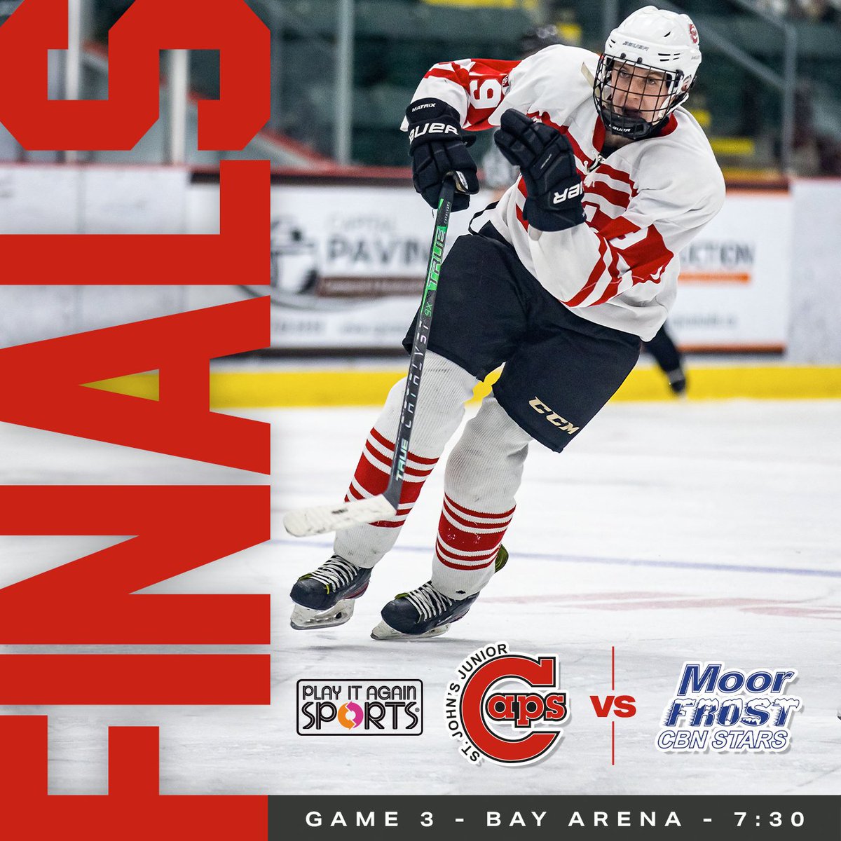 caps_junior's tweet photo. It's a great Friday for Hockey! The Junior Caps are looking to bounce back after a couple close losses. The @cbn_jrstars are up 2 games to 0. 

🕘 7:30 Puck Drop 
📍 Bay Arena 
🆚 CBN Junior Stars
💰 $10 Admission

📸Credit @NLDivisionX https://t.co/UA84c5MklH