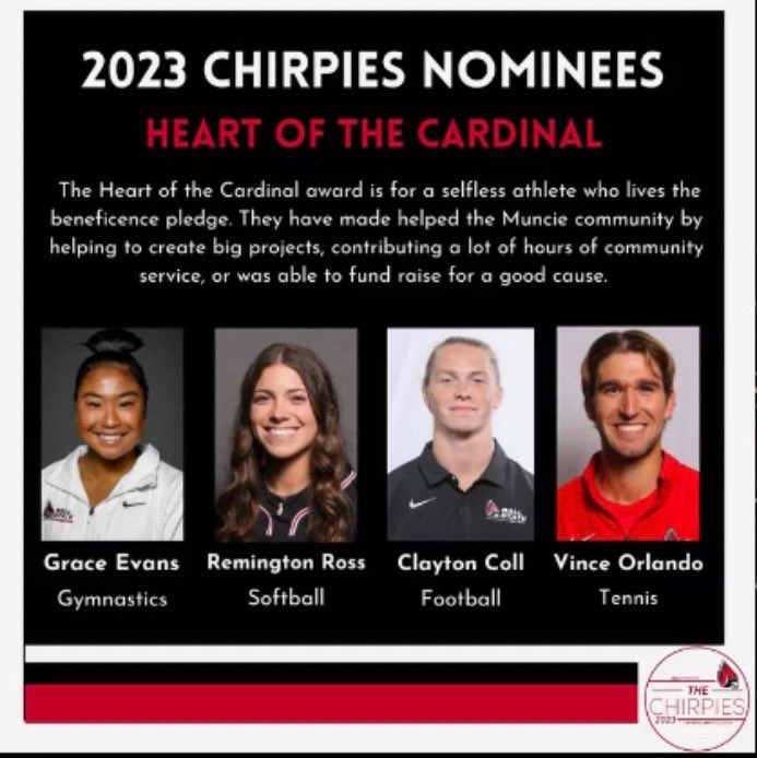 Congratulations Remi!! @remington__ross You continue to use softball as a platform to do great things for everyone around you. We are cheering you on, what a great honor to be nominated! Way to keep being an awesome role model. <a href="/BallStateSB/">Ball State Softball</a> <a href="/Coach_LWood/">Lacy Schurr (Wood)</a> <a href="/EatonRedsSball/">Eaton Reds Softball</a>