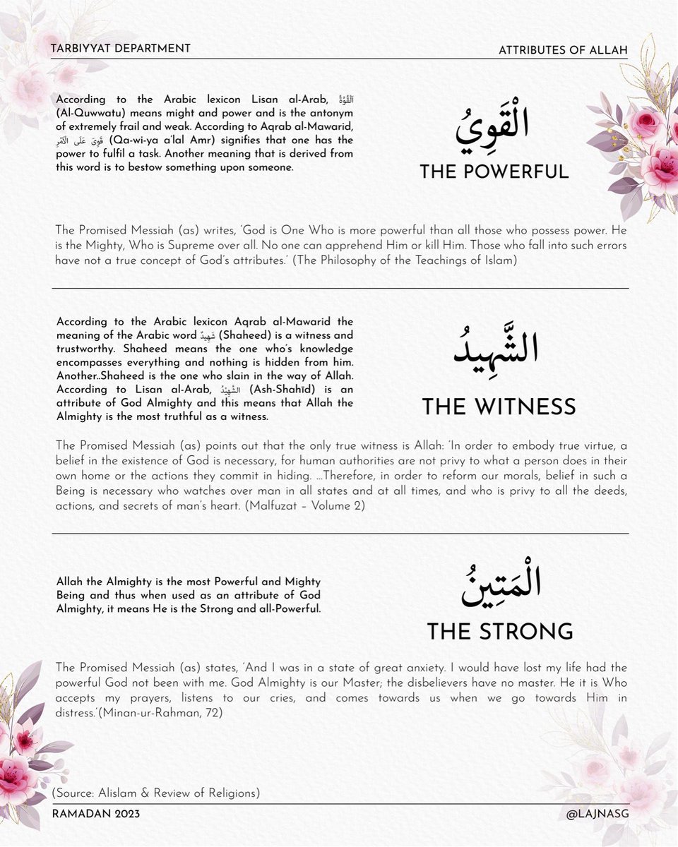 LajnaSG's tweet image. 16/30 - Ramadan Series on Attributes of Allah 

The Powerful
The Witness
The Strong

#AttributesofAllah #Allah #Islam