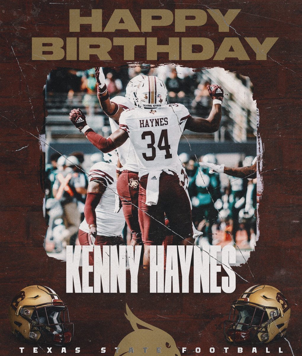 TXSTATEFOOTBALL's tweet photo. 🎂 Happy Birthday to our guys, Kenny Haynes (@HaynesKendis) and Jaydan Smith (@jayyydan)!! 🎂

#EatEmUp https://t.co/S3btRisequ