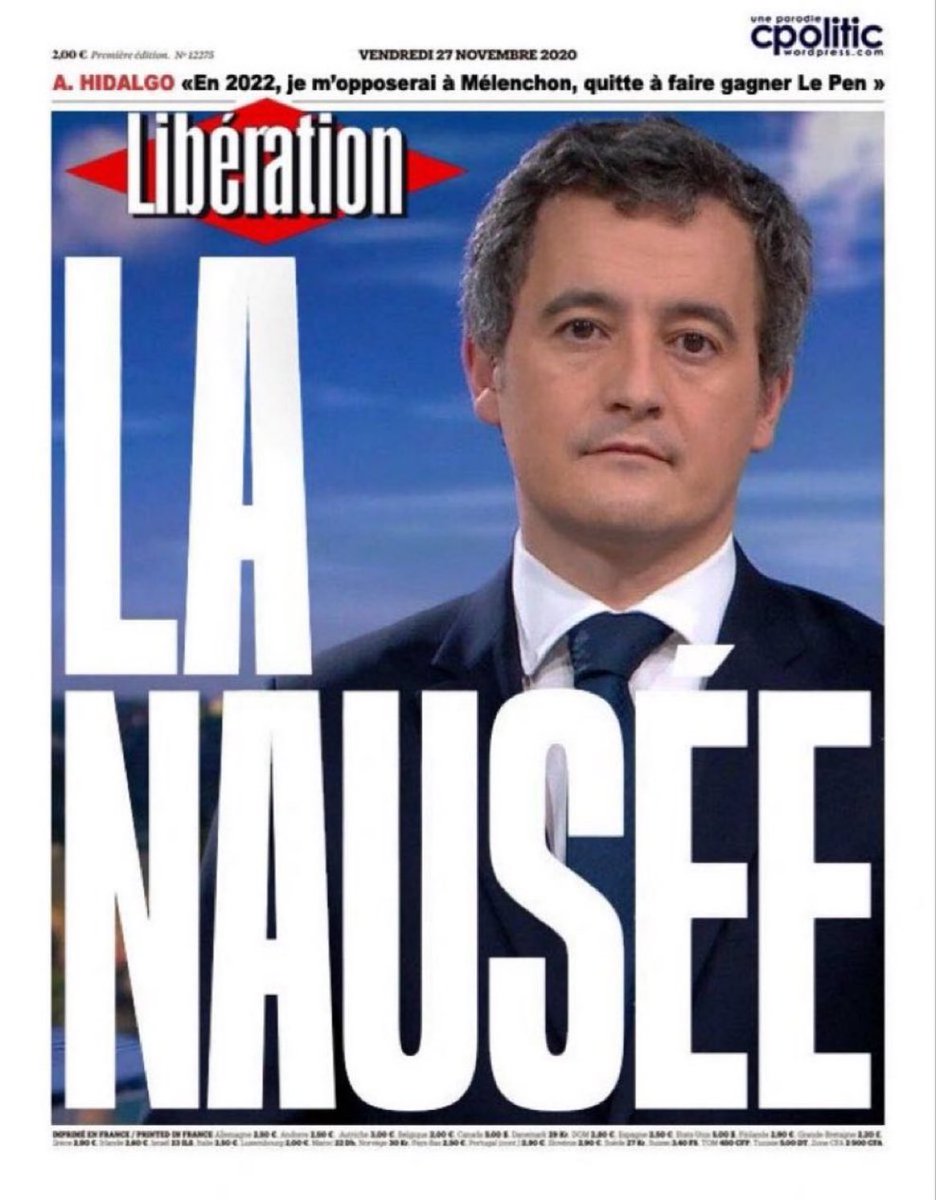 Apparemment Darmanin ne supporte pas cette Une donc surtout ne diffusez pas!🤣