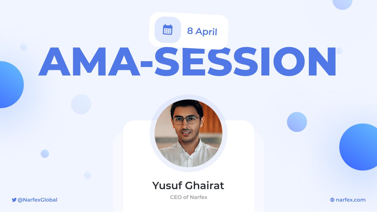 NarfexGlobal's tweet photo. 🚀Get ready for a #TwitterLive AMA with @GhairatYusuf  on April 8th! We're grateful for your questions so far. Missed it? Drop them below! 📝

🗓️Apr 9 🕒 1PM UTC📍Twitter Live

Join the conversation! #NarfexAMA #AskYusuf 🎉 https://t.co/JwhlJiLczx