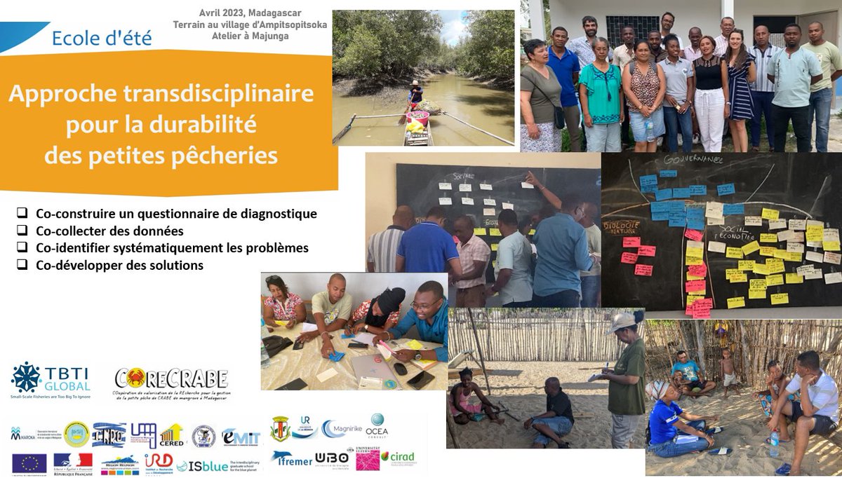 🦀Time to wrap up the successful #transdisciplinary training w/ scientists & local stakeholders (NGOs, private sector, ministries, community members) in #Madagascar to produce knowledge and integrate it to handle the complexity of #SmallScaleFisheries governance

#SSF #TBTI 🇲🇬