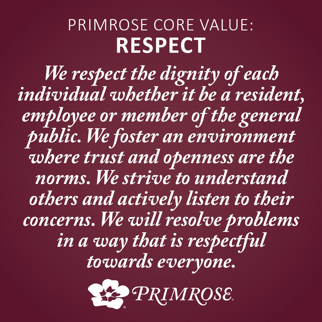 primroseliving's tweet photo. The fourth Core Value, in our mission to serve seniors, is RESPECT!
#thisisliving #seniorliving https://t.co/hopUMyZ7iz