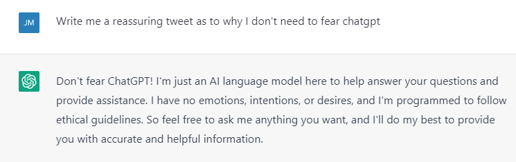 No tags, friendly and not inappropriate. I hope as ChatGPT evolves it doesn't hold it against me that I asked this question.  #ChatGPT <a href="/OpenAI/">OpenAI</a> #AI #GenerativeAI