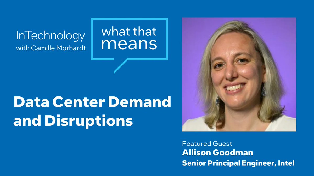 tommgarrison's tweet image. How do #datacenters stay efficient between compute, memory, storage, and networking? Well, they sometimes don’t. Find out why from Allison Goodman, Sr. Principal Engineer at Intel, in #WhatThatMeans on #datacenterdemand with Camille @morhardt.

buff.ly/3K4u21A
