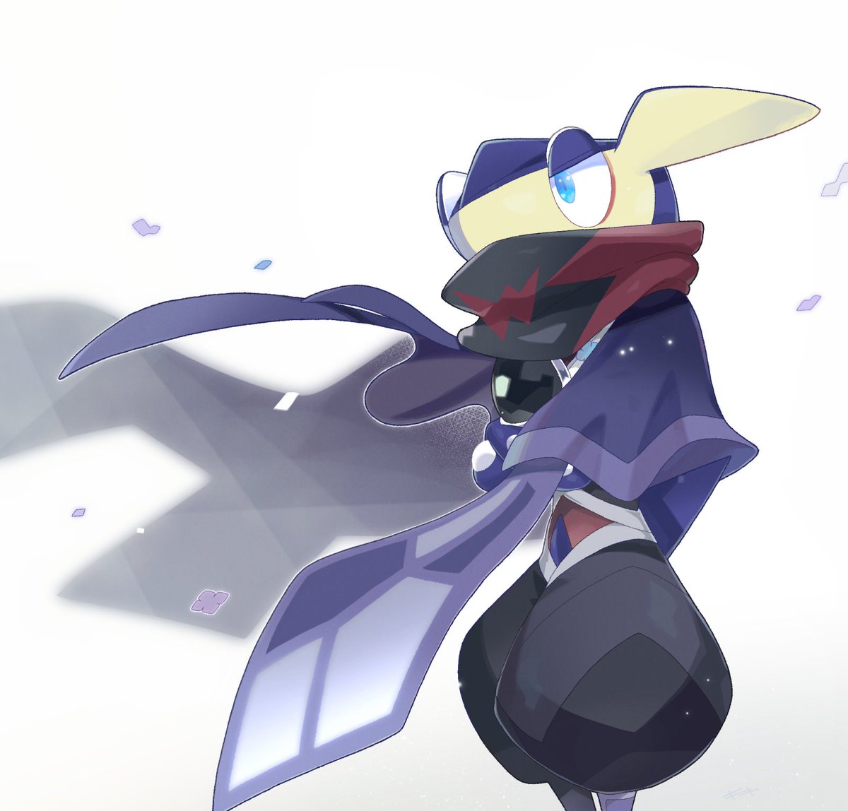 pokemon (creature) solo blue eyes no humans shuriken scarf weapon  illustration images