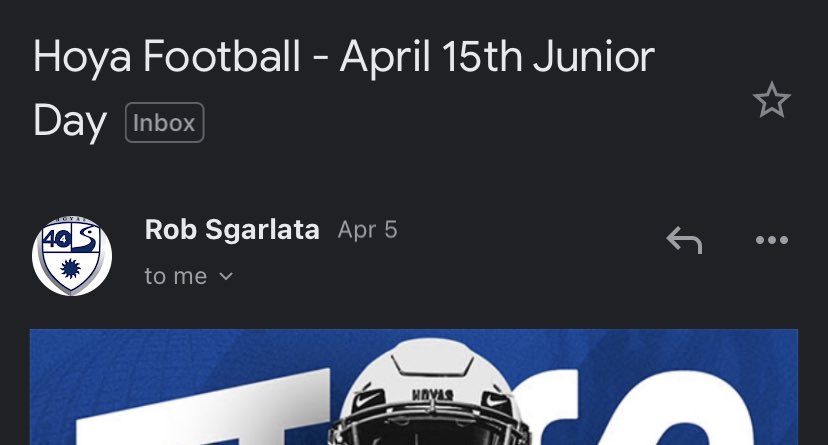 Swain4_'s tweet photo. Thank you @coachsgarlata for the invite to visit @GeorgetownHoyas @HoyasFB , Can’t wait !! @CoachPartin @jackwmcdaniels @CoachT_82 https://t.co/psp0HaFZex