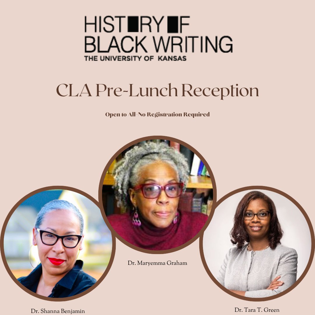 Join the @ProjectHBW  Panel and Reception celebrating the biographical work of @DrTTGreen, @phdshammy29, @mgraham1308  today at 11:30 am--open to all #CLAScholars attending the Convention!

#CLA2023ATL