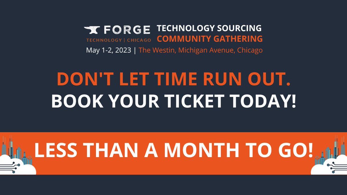 procurefoundry's tweet image. LESS THAN A MONTH TO GO!

With 60+ expert speakers, 300+ tech sourcing leaders, and an agenda built for learning, collaborating and networking – you simply can’t afford to miss it.

Book now. hubs.li/Q01KkzK90

#ForgeTech23 #techprocurement #techsourcing