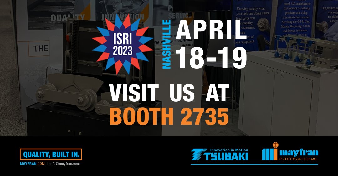 MayfranIntl's tweet photo. Mayfran's shuffle conveyor systems and hinged steel belts will be on display at Booth 2735 at the ISRI Show in Nashville this month! Let us show you how to maximize your plant efficiency. See you in the Music City! https://t.co/rs1dU1MddE https://t.co/IWGBUdrWSO