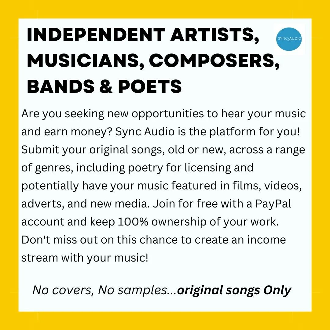 SyncAudio's tweet image. Showcase your talent and reach a wider audience with our music licensing company. Check us out today!
#independent #unsigned #realmusic #independentmusic #unsignedtalent #bands #musicians #artists #music #unsignedmusic #singer #songwriter #licensing #poet #poetry #musicbusiness