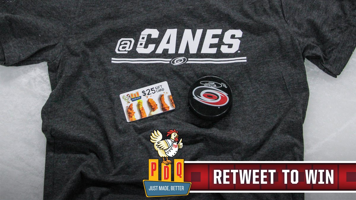 Friday freebies! RT for a chance to win a #Canes and @PDQFreshFood swag pack, complete with a gift card, signed puck, and t-shirt.