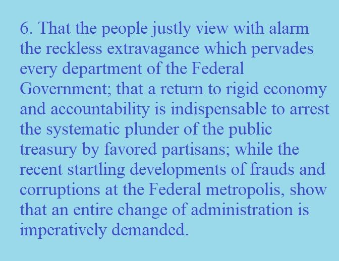 Republican Party Platform of 1860. Their 'plank' number six.