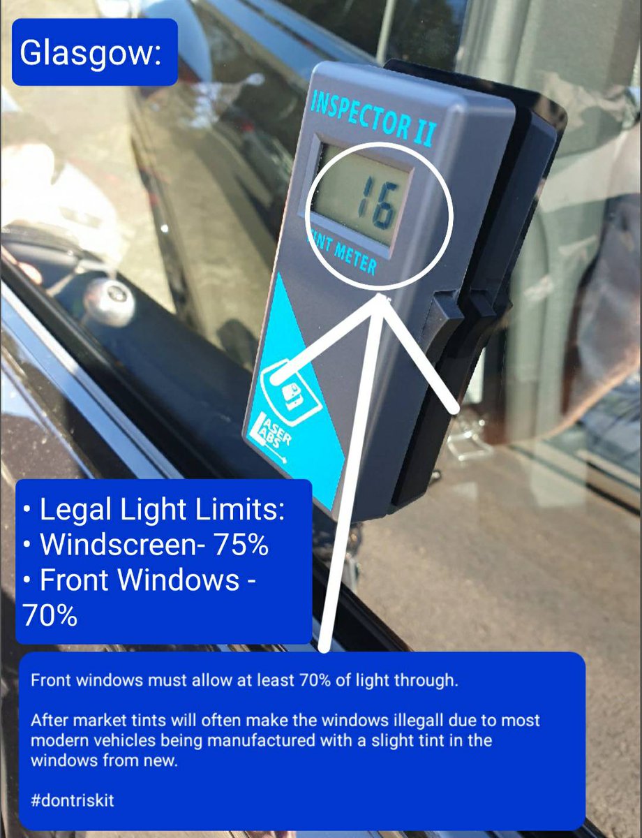 #GlasgowRP stopped this car earlier for illegal window tints. Some people think this is minor and pedantic. 

Illegal tints drastically reduce the driver's field of vision and their ability to react to hazards - effecting everyone's safety!

FPN issued
#PG9 Prohibition
#fatal5