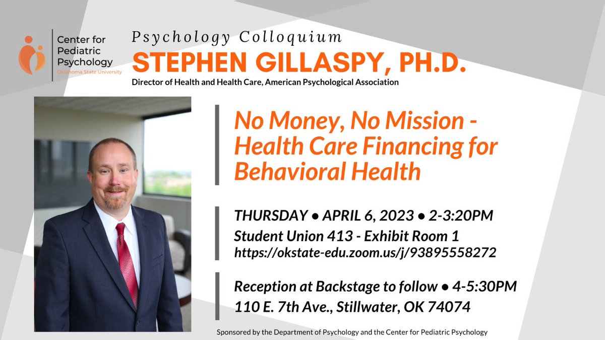 Dr. Mullins and the Center for Pediatric Psychology are excited to announce Dr. Stephen Gillaspy as our 2023 Distinguished Pediatric Psychology alumnus and this week’s #FeatureFriday  🎉. Dr. Gillaspy is a graduate from the <a href="/okstate/">Oklahoma State Univ.</a> Clinical Psychology program and is now the