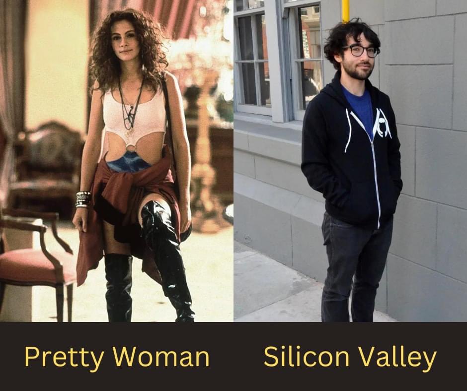 cinema44podcast's tweet photo. Who did more for people that look poor to get respect in high-end stores? #prettywoman or #SiliconValley https://t.co/Jolw1f1jLu