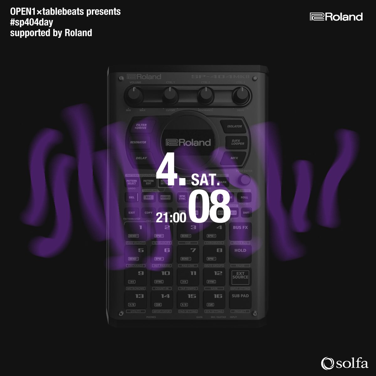 solfanakameguro's tweet photo. 🔸明日開催🔸
OPEN1×tablebeats presents
#sp404day 
supported by Roland 

今回は言わずと知れたローランド社のサポートを受け、国内を代表する総勢30名のビートメイカーが1年に1度の祭典 #sp404day を祝して集結する。

当日は自分のビートを流せる参加型ビートセッション、OPEN SESSIONも開催。 https://t.co/vE70TF2TTP