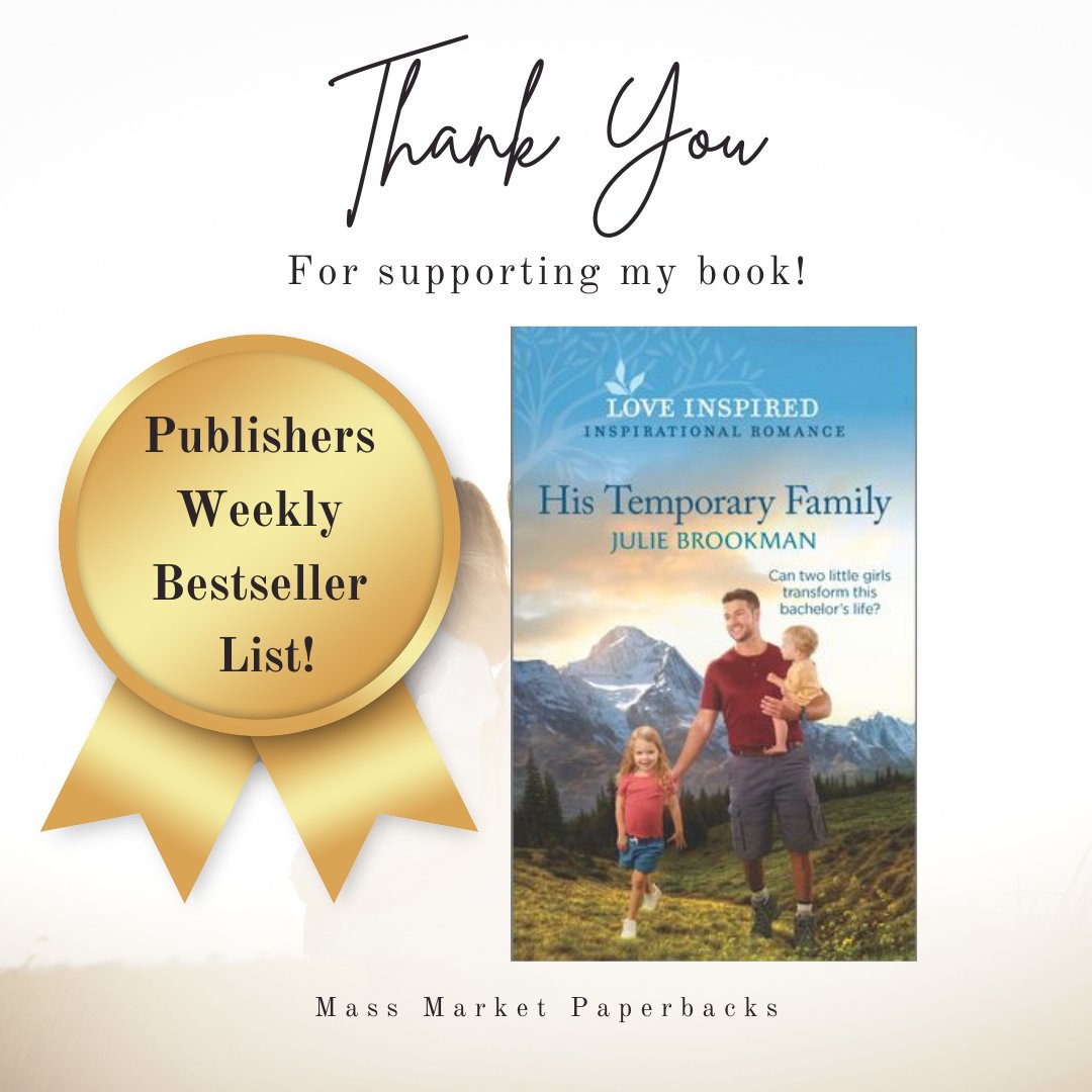 Wow! His Temporary Family made the Publisher's Weekly Mass Market Bestseller List! I can't believe it! Thanks to everyone who bought my book in the past week. 🥰 #loveinspired #loveinspiredbooks #romancebooks #sweetromance #inspirationalromance <a href="/LoveInspiredBks/">LoveInspiredBks</a> <a href="/HarlequinBooks/">Harlequin Books</a>