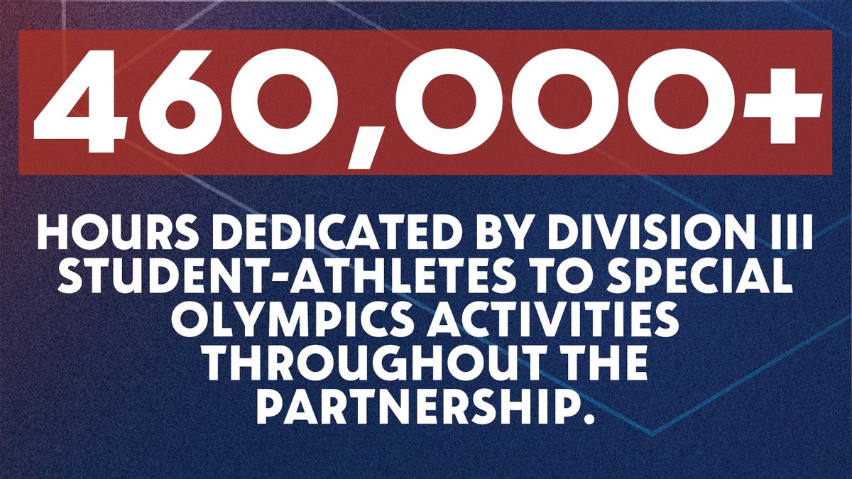 NCAADIII's tweet image. Division III ✖️ @SpecialOlympics 

In honor of #D3week, we're donating $5,000 to our partners at Special Olympics!

We'll add another $5,000 if this tweet gets 5,000 retweets by the end of the DIII Week!

Learn more about the partnership ⬇️
on.ncaa.com/D3SO

#WhyD3