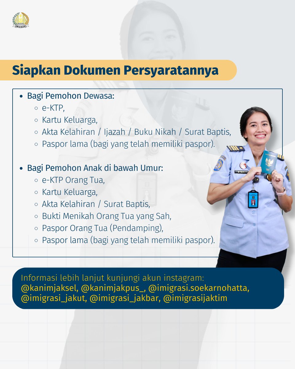 Bikin paspor sehari jadi? Bisa.
Bikin paspor di akhir pekan? Bisa.

Bikin paspor sehari jadi di akhir pekan? Bisa banget.

Untuk pendaftaran dan informasi kuota per hari, hubungi <a href="/imigrasi_soetta/">Imigrasi Soekarno-Hatta ✈</a> <a href="/Kanim_Jaksel/">Imigrasi Jaksel</a> <a href="/imigrasi_jakut/">Imigrasi jakut</a> <a href="/imigrasi_jakbar/">Imigrasi Jakbar</a> <a href="/kanimjakpus_/">Imigrasi Jakpus</a> <a href="/ImigrasiJaktim/">IMIGRASI JAKTIM</a> yaa.