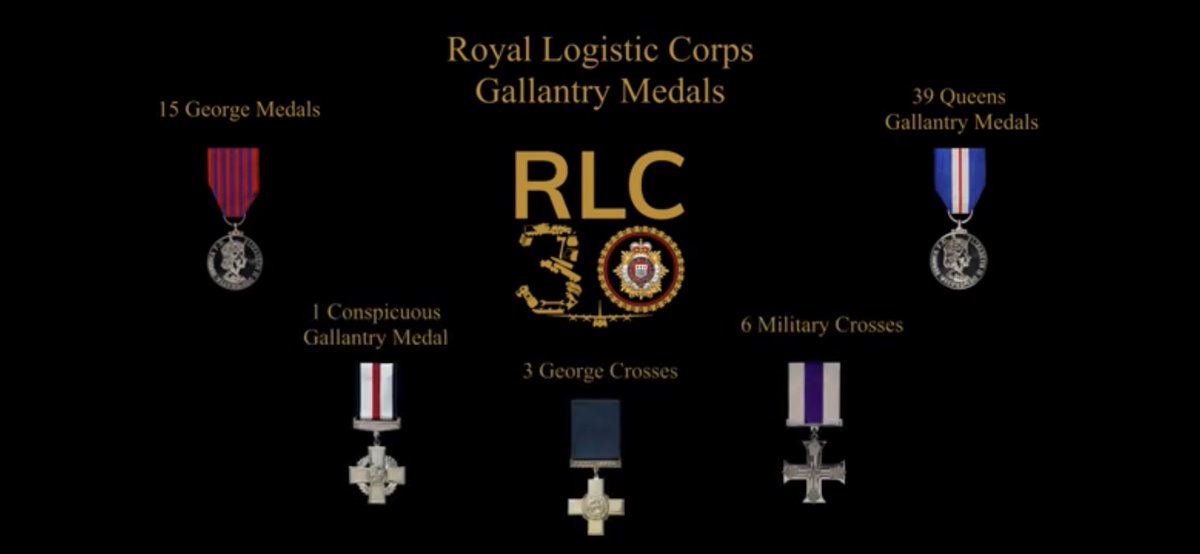 In its 30 years of service Soldiers and Offrs of The RLC have been awarded: 3 x GMs, 1 x CGC, 15 x GMs, 6 x MCs, 39 x QGMs.  3 decades of logistic derived heroism.  We salute them all.  #WeAreTheRLC #RLC30