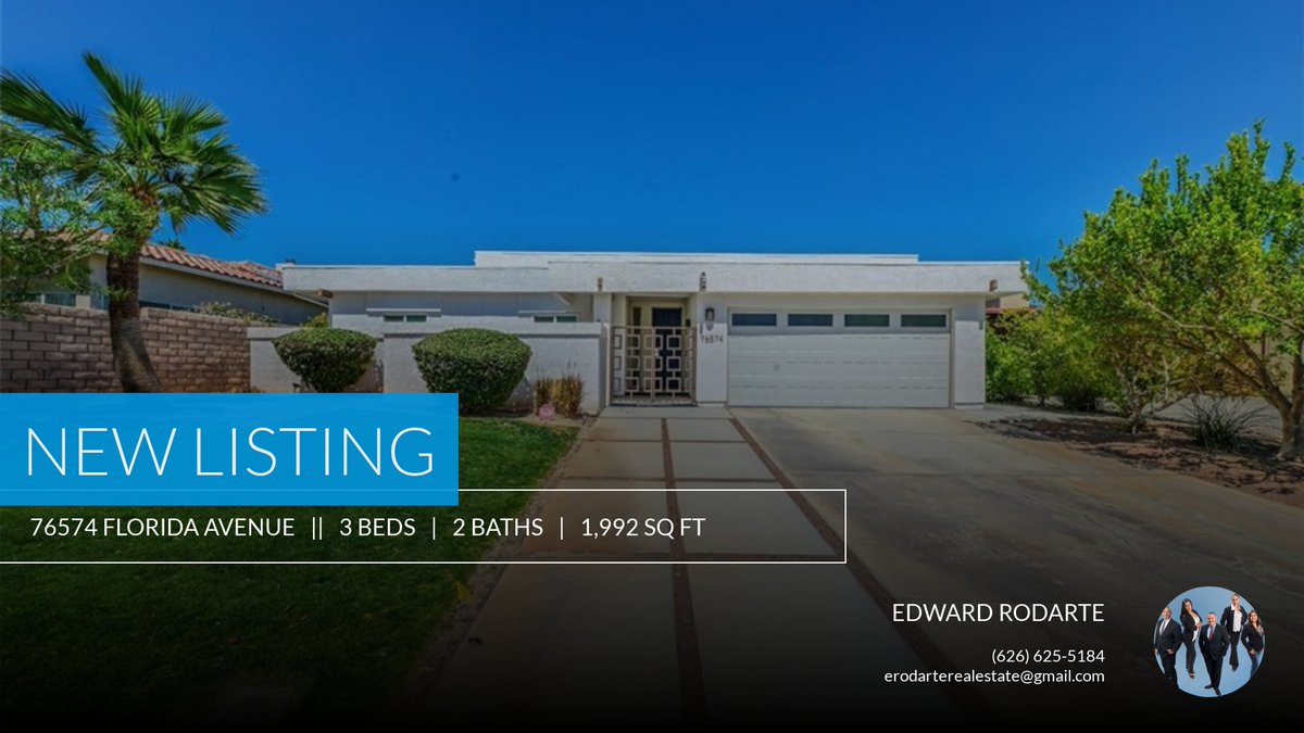 erodarte's tweet photo. 📍 New Listing 📍 Take a look at this fantastic new property that just hit the market located at 76574 Florida Avenue in Palm Desert. Reach out here or at (626) 625-5184 for more information https://t.co/zv06H3X53o https://t.co/Tp3r0Oadyp
