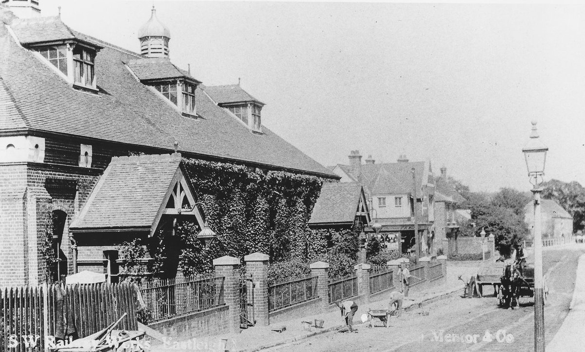 The canteen for the London and South Western Railway's Carriage and Wagon Works, just over the Bishopstoke Road bridge from Eastleigh, on the corner of Dutton Lane. Now ATS. The corner shop centre right is still there, now Steam Town Brew Co. <a href="/steamtownbrewco/">Steam Town Brew Co</a>