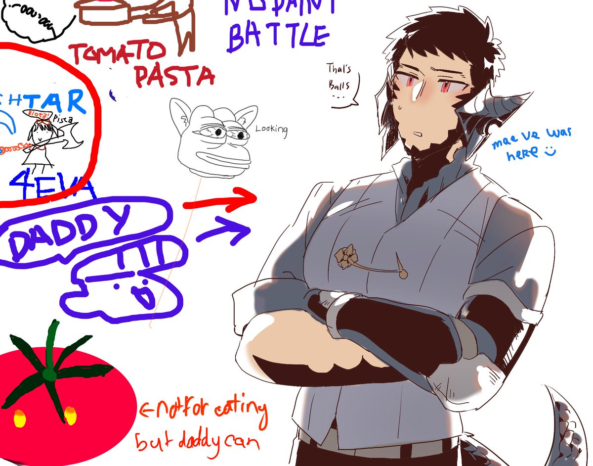 Thanks for hosting!! it was a brilliant idea to ask everyone drawing together 🤣🤣
heres some scribble with some thirst note from guest #XIVBlancCafe