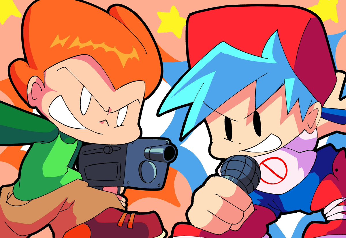 reonanosa's tweet image. FNFハマって最初に描いた絵をリメイク
1枚目→去年の
2枚目→リメイク