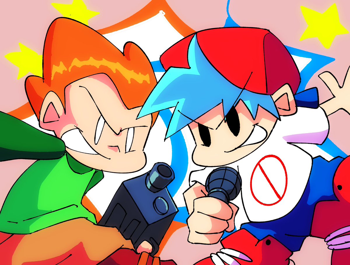 reonanosa's tweet image. FNFハマって最初に描いた絵をリメイク
1枚目→去年の
2枚目→リメイク