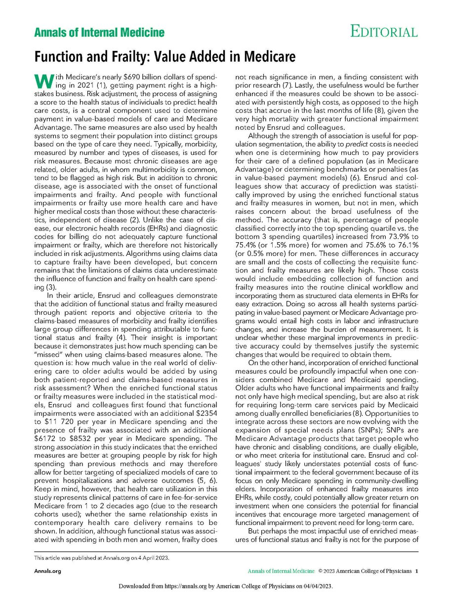 AnnalsofIM's tweet photo. New editorial: “Function and Frailty: Value Added in Medicare” https://t.co/ksgb6SJ38d https://t.co/arqIArpfru