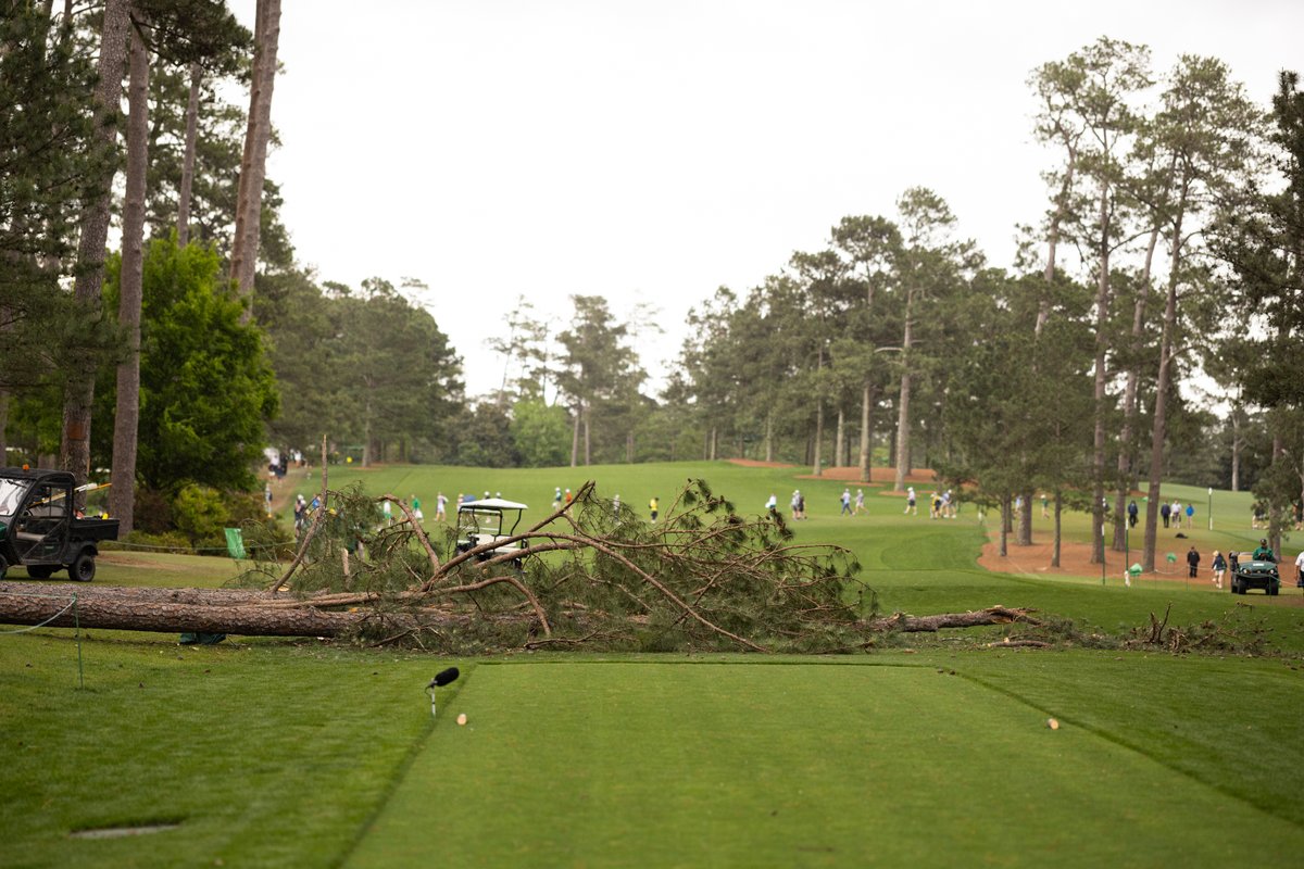 GolfDigest's tweet image. More from the scary scene at Augusta National's 17th tee.