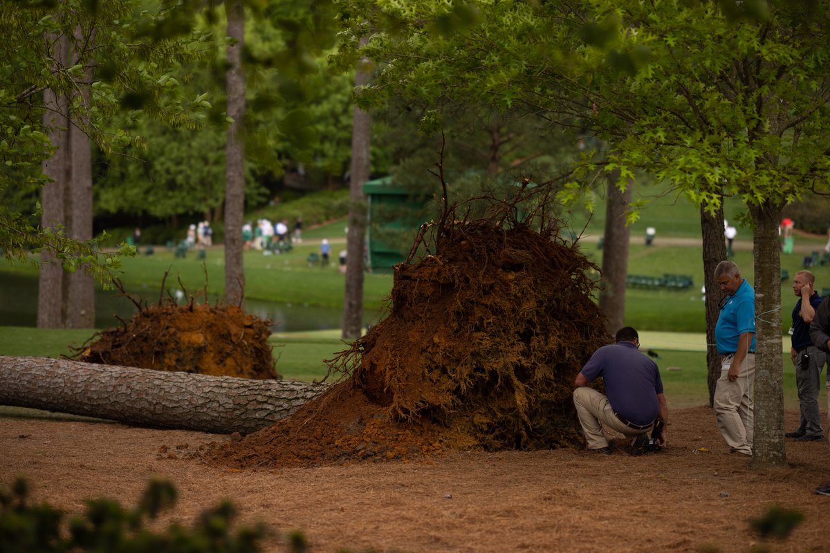GolfDigest's tweet image. More from the scary scene at Augusta National's 17th tee.