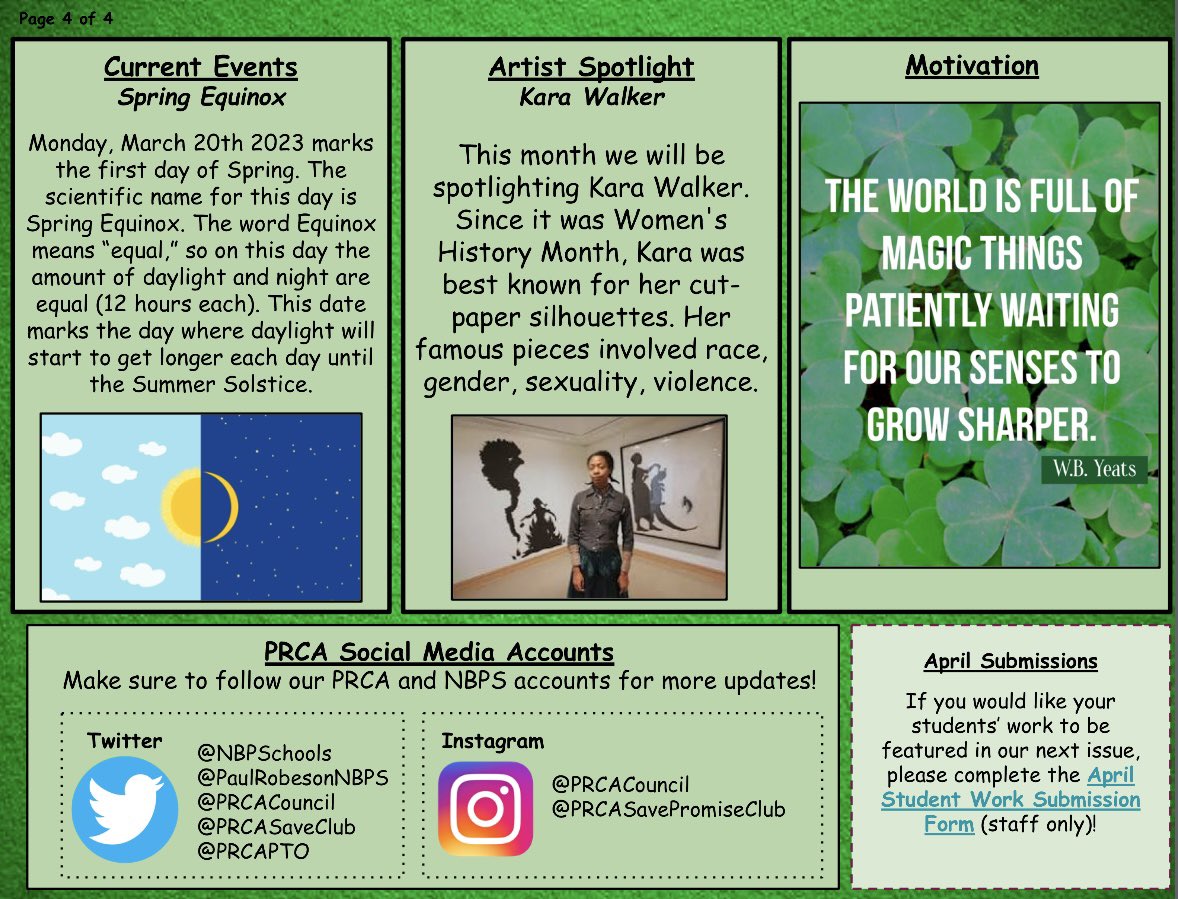 PRCACouncil's tweet photo. Check out our March Panther Press edition featuring all of our March Highlights! ☘️ @PaulRobesonNBPS @nbpschools https://t.co/Zf0RhdoV8T