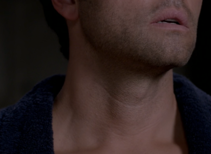 biting his collarbones