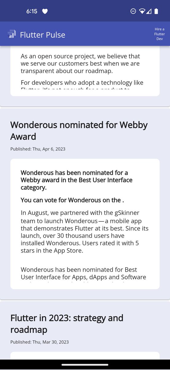 FlutterPulseApp's tweet image. Wonderous nominated for Webby Award

@LeighaJarett