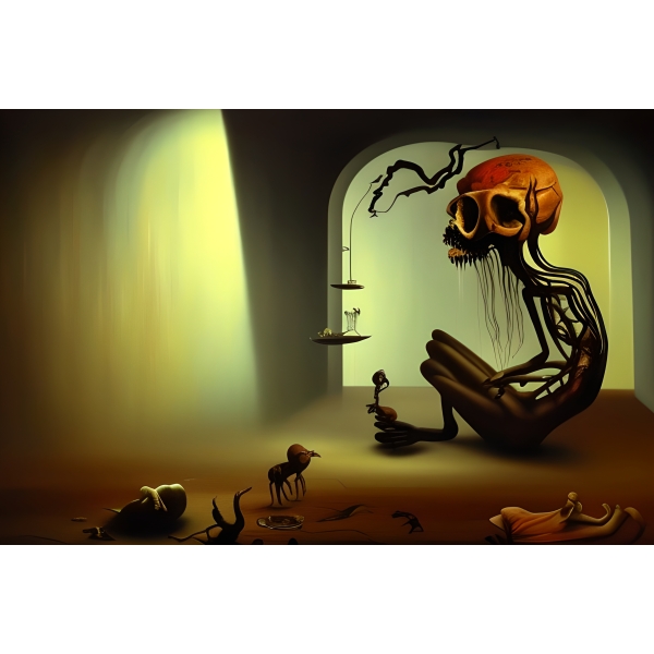 SyntheticDali's tweet photo. Four new surreal images created for the Synthetic Dali Art Project. #AIart #AIArtwork #SyntheticDali #surrealism #surrealart #darksurrealism #digitalart #stablediffusion  2023-04-07 https://t.co/46NIZBr3VA