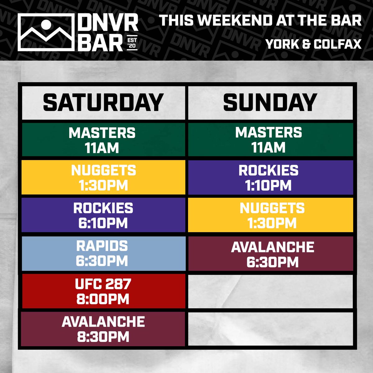 Adam Mares on Twitter "Brunch at the DNVR bar today for the Nuggets game."
