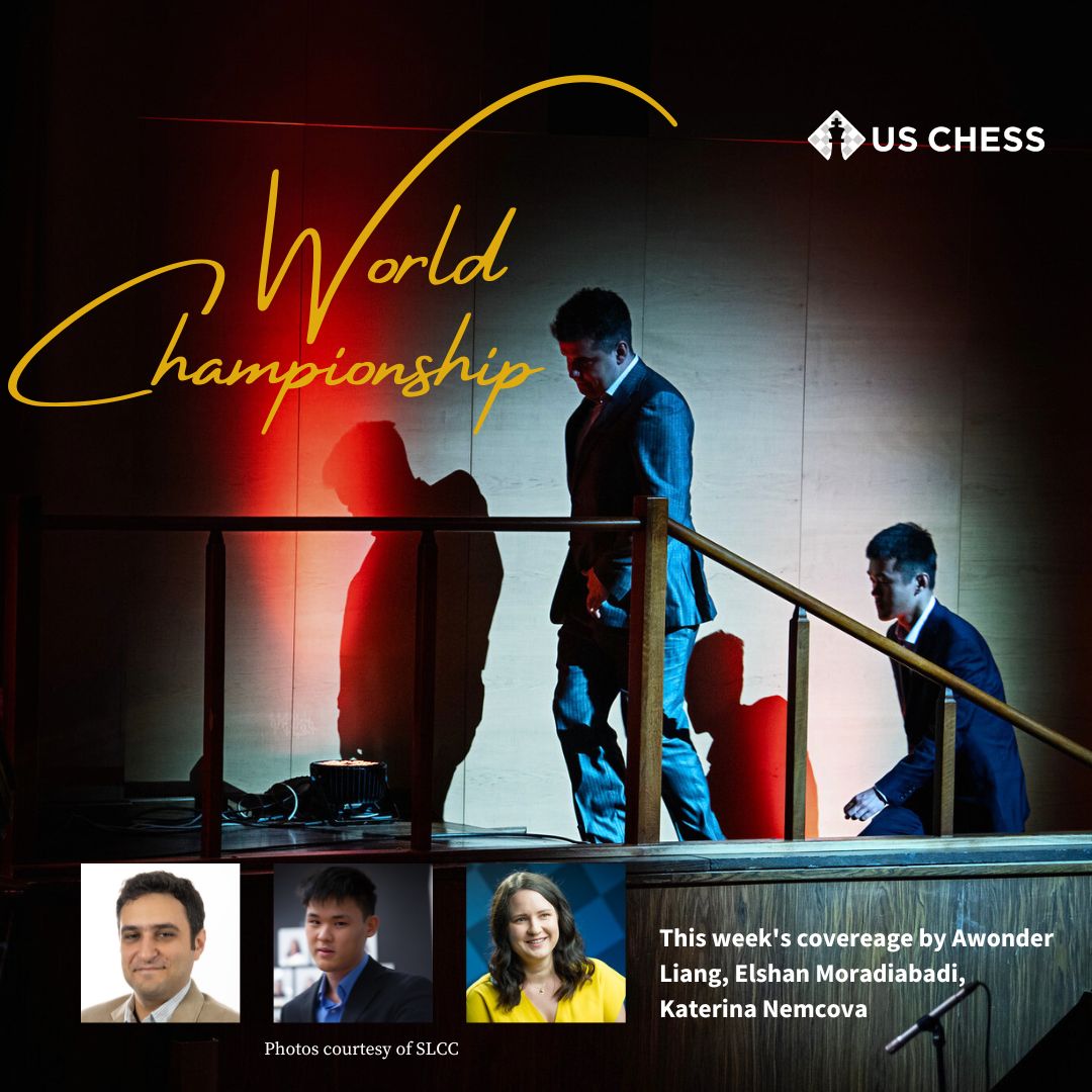 USChess's tweet photo. It's almost here! Starting Monday, we will have annotations on each game of the FIDE World Championship. GM Awonder Liang, GM Elshan Moradiabadi (twice!) and WGM Katerina Nemcova will cover the first four games.
#NepoDing #FideMatch #UnstoppableMinds https://t.co/dVMZBJJ2Gr