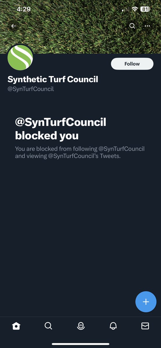 familyECOlife's tweet photo. 🏆 April 7 2023 blocked by the @SynTurfCouncil The #truth hurts
#toxicturf #syntheticturf #plasticgrass #seeturfdifferently #artificialturf #pfas #6ppd see screen grabs in 🧵 https://t.co/2sv94oz8Du