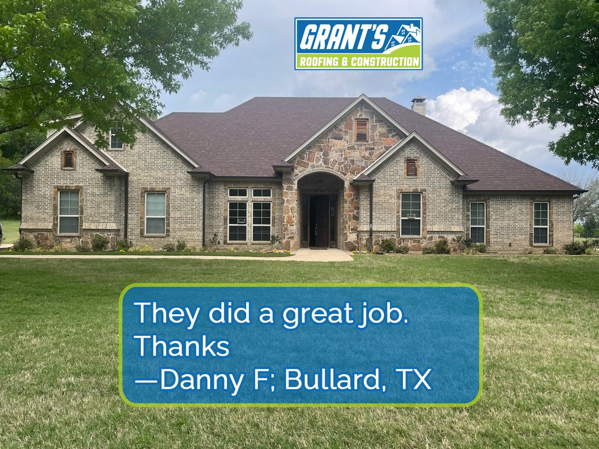 grantsroofingtx's tweet image. 👍 "They did a great job. Thanks" —Danny F 🏡 #mabanktexas #mabank #mabanktx #easttexas #etx #grantsroofing #grantsroofingandconstruction