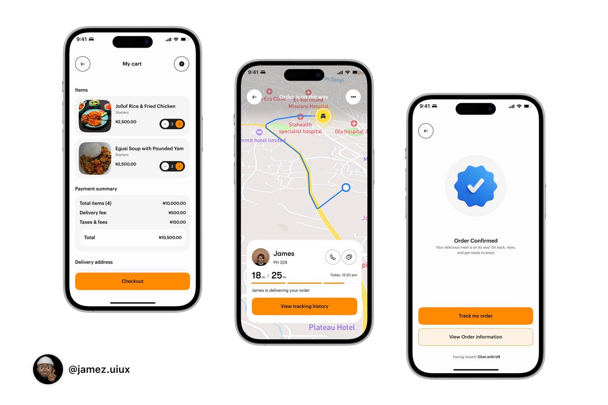 Jamez_uiux's tweet photo. Day 22: UI design challenge for an online food ordering app, focusing on creating a seamless, & easy to use app ๐๐๐ฎ
@emaike_ @stephanieorkuma @thekunlefelix @dnaijatechguy
#productdesign #uidesign #foodorderingapp #designchallenge https://t.co/4091HHVZM0