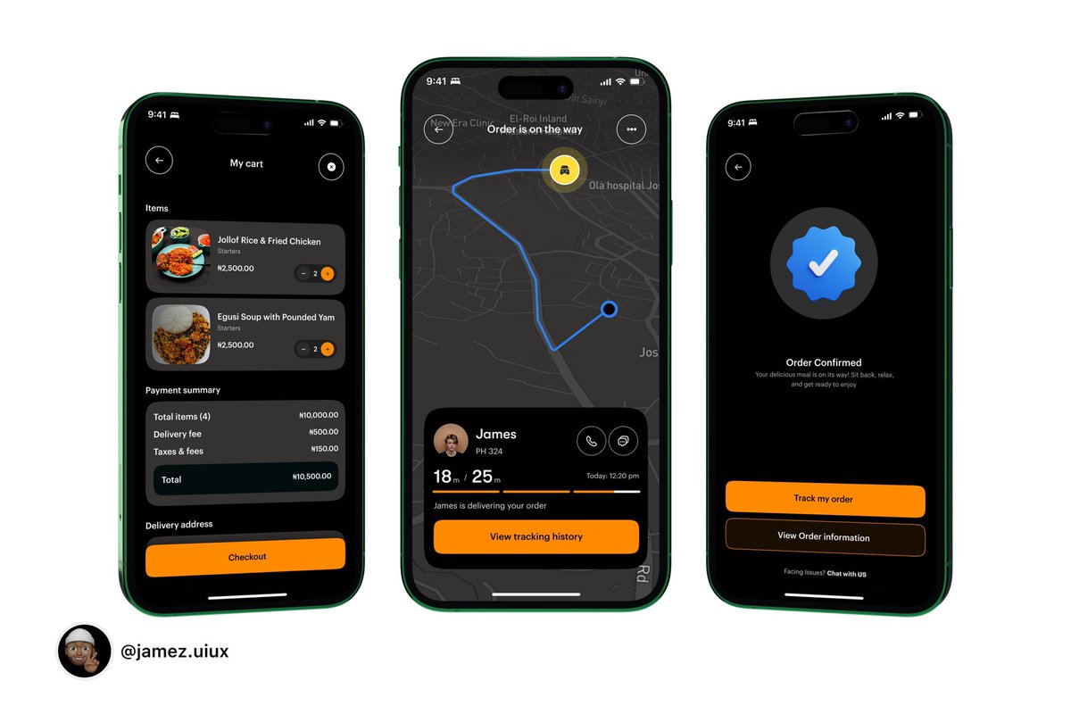 Jamez_uiux's tweet photo. Day 22: UI design challenge for an online food ordering app, focusing on creating a seamless, & easy to use app ๐๐๐ฎ
@emaike_ @stephanieorkuma @thekunlefelix @dnaijatechguy
#productdesign #uidesign #foodorderingapp #designchallenge https://t.co/4091HHVZM0