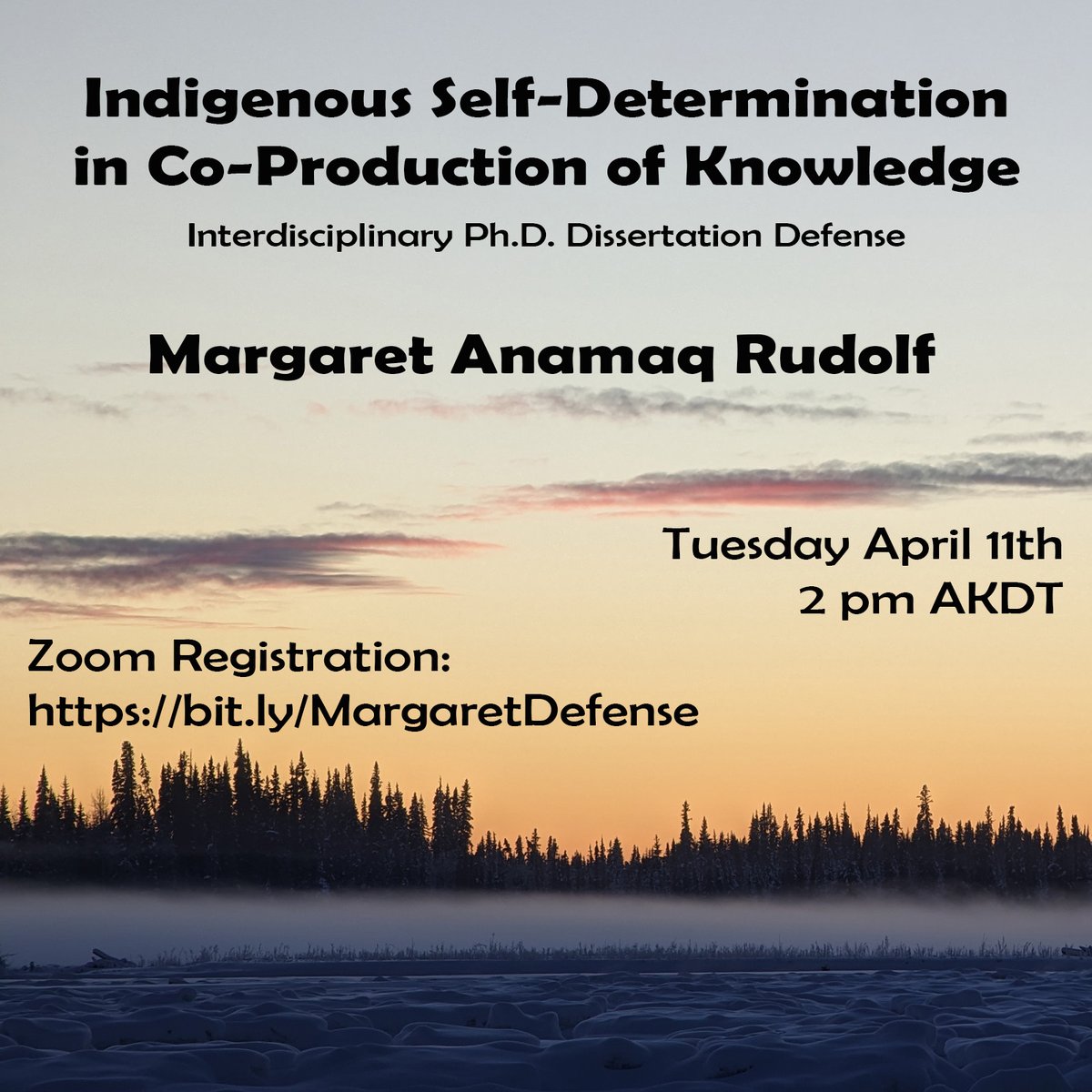 Join us for Margaret Rudolf's PhD dissertation Defense, "Indigenous Self-Determination in Co-Production of Knowledge", on April 11th at 2pm. #accapwebinar

Register at bit.ly/MargaretDefense