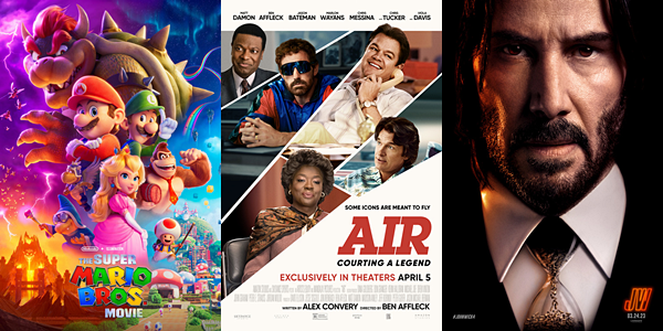 Daily Box Office Top 5 for Thursday, April 6, 2023 1. #TheSuperMarioBrosMovie - $26.57M 2. #AirMovie - $2.45M 3. #JohnWick4 - $2.43M 4. #DnDMovie - $2.30M 5. #ScreamVI - $621K #BoxOffice