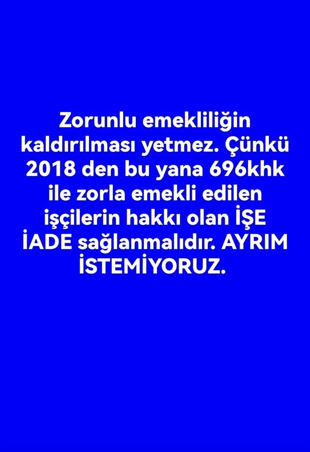 #ToplumsalBeklentilerPaketi
Sayın Cumhurbaşkanım, Bizler de 696khk ile kamudan zorla emekli edilip kapı önüne konulan işçiler olarak İŞİMİZE İADE OLMAYI BEKLİYORUZ. Bizim suçumuz ne?<a href="/RTErdogan/">Recep Tayyip Erdoğan</a> <a href="/vedatbilgn/">Vedat Bilgin</a> <a href="/akbasogluemin/">Av. M.Emin AKBAŞOĞLU 🇹🇷</a> <a href="/mustafaelitas/">Mustafa Elitaş</a> <a href="/Mustafa_Destici/">Mustafa Destici</a> @ErbakanFatih <a href="/vedatbilgn/">Vedat Bilgin</a>